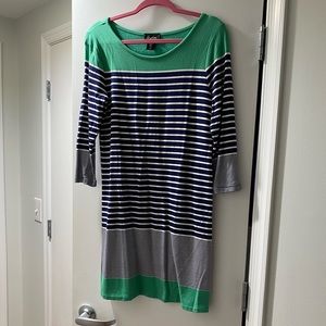 Navy and white striped cotton dress